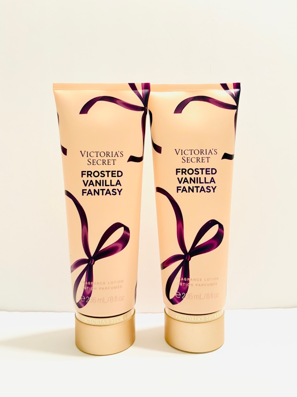 Victoria's Secret Frosted Vanilla Fantasy Body Lotion - Peach & Purple Accents